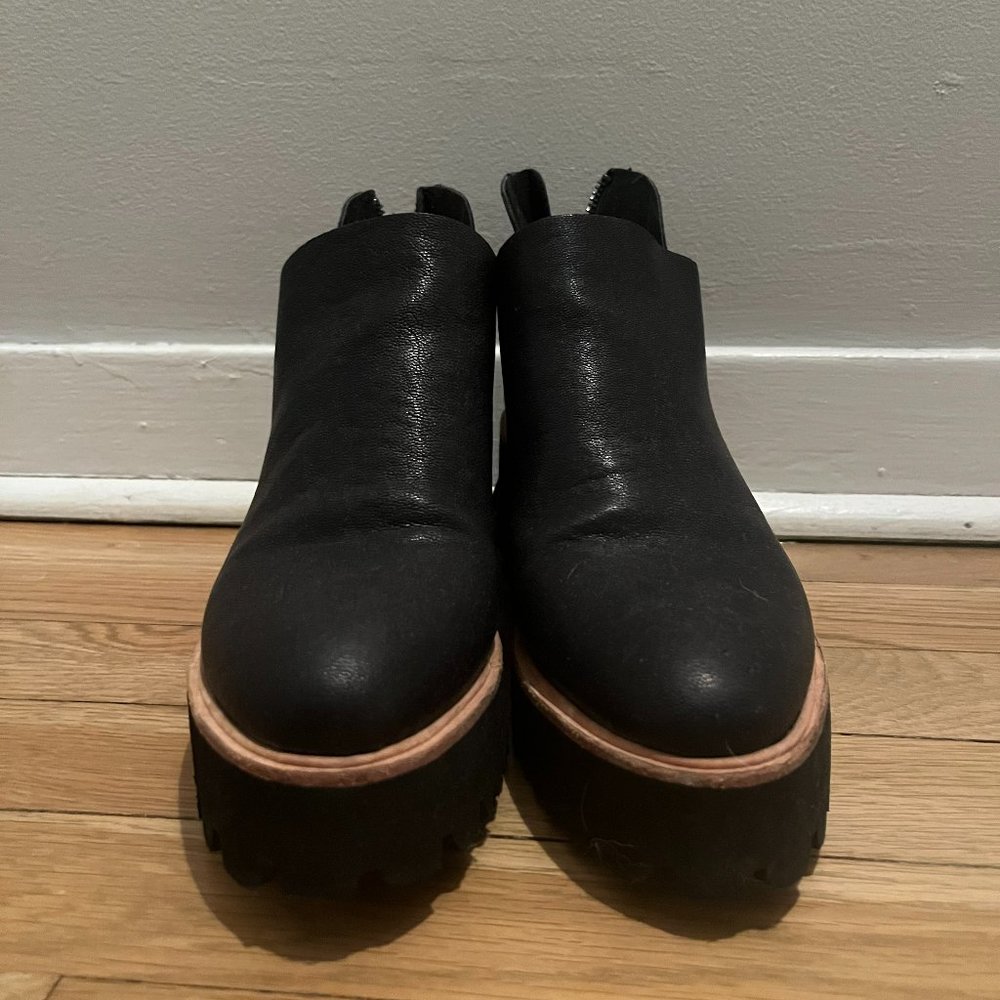 All Black “Platform Tread Shootie”  Ankle Boots